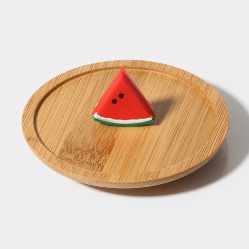 Кружка «Арбузик», 300 мл, с деревянной крышкой, стекло, прозрачная