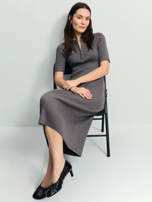 Вязаное платье поло из вискозы / Zarina  фото 2