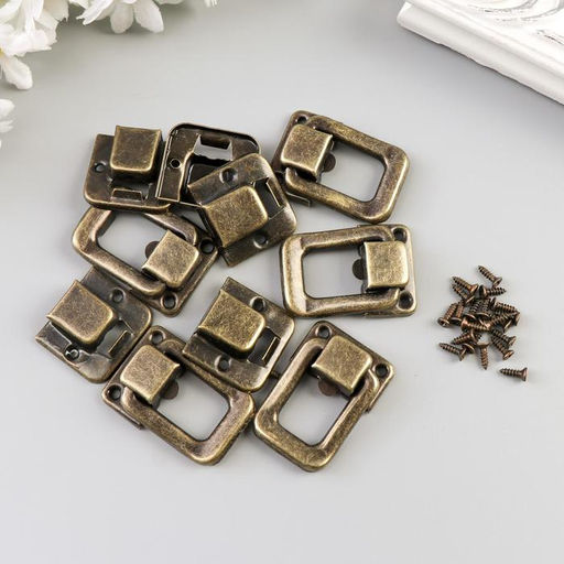 Цена за 2 шт. Замок металл для шкатулки бронза + гвозд. набор 5 шт 3,6х2,5 см