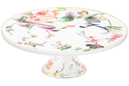 Подставка п/торт на ножке 28*28*10 см "Певчие птички" NEW BONE CHINA