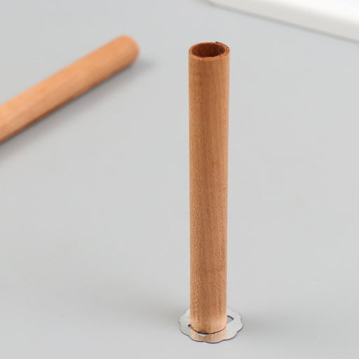 Цена за 2 шт. Фитиль для свечи дерево с металлическим держателем круглый 1.5×12 см