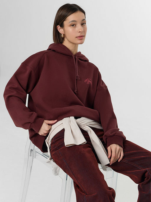 Теплое худи женское коричневое с начесом