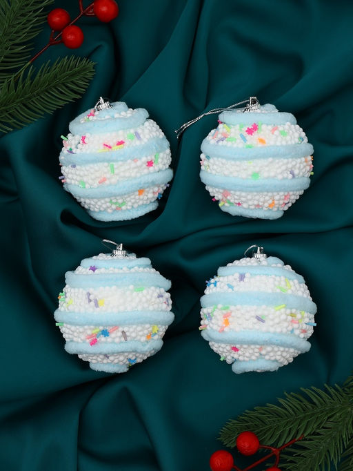 Ёлочные игрушки Маттео, шары новогодние, d=7 см, 4 шт., голубой