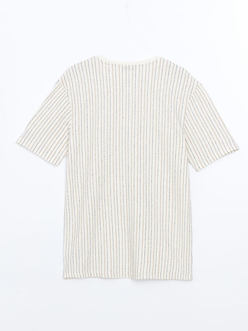 Bisiklet Yaka K?sa Kollu ?izgili Erkek Ti??rt