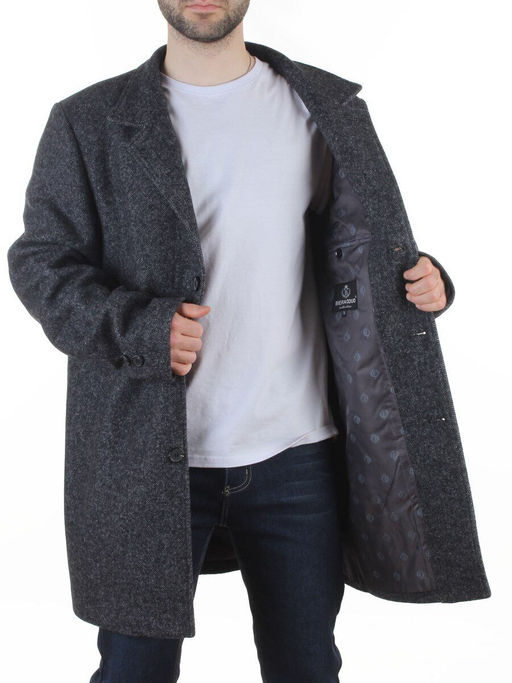 475675832 DK. GRAY Пальто Френч демисезонное мужское (65% шерсть, 35% кашемир)