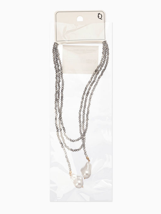 Бусы бисерные с подвесами жемчуг «Нить стекла», L=120 см, №2, серые