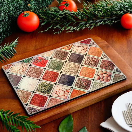 AK-9038 Доска разделочная стеклянная Сухофрукты и специи 20*30 см - Delta фото 2