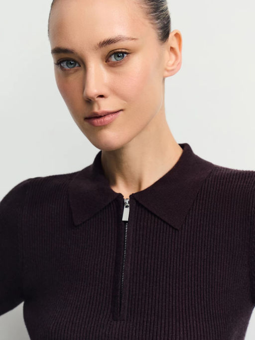 Джемпер в рубчик с молнией / Zarina фото 6