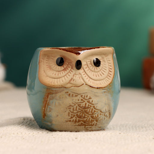 Декоративный горшок для цветов «Сова Ава» керамический, 150 мл, 6×6×6.5 см, МИКС