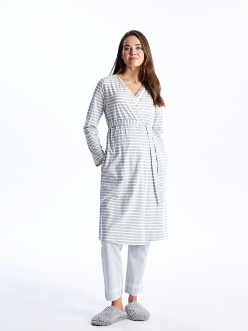 ?al Yaka ?izgili Uzun Kollu Hamile Sabahl?k