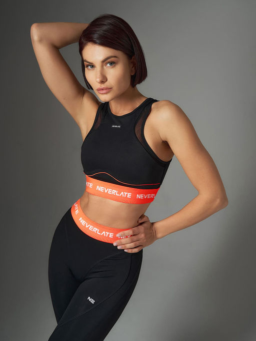 Спортивный топ-бра с яркой брендированной резинкой - NEVERLATE фото 3