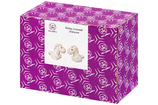 Набор для специй 2 предмета 8,5х5х7,5 см Лошадки белая с золотом, фарфор - Elan gallery фото 7