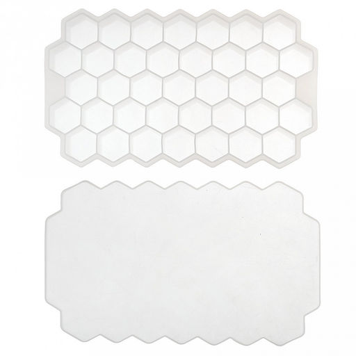 Форма силиконовая для льда (мармелада) "Соты - 37 штук" 20х11,7см h2,2см, с силиконовой крышкой, цвет - белый, в п/эт пакете (Китай)