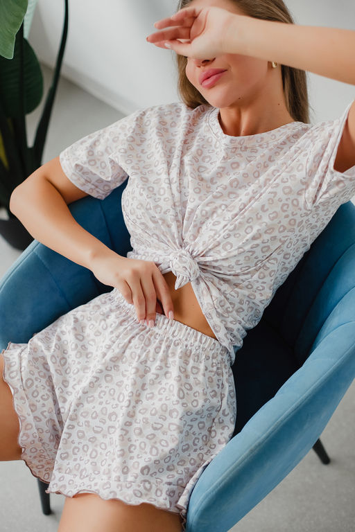 Пижама леопард женская с шортами