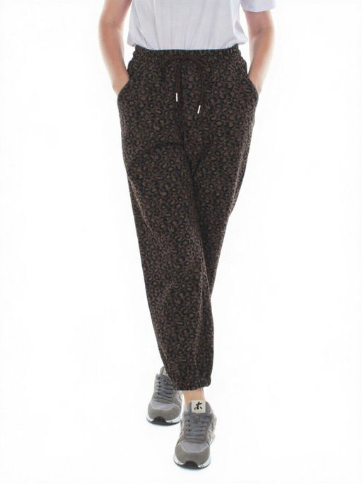 9001 LEOPARD/BLACK Брюки спортивные женские (95% хлопок, 5% спандекс) - Fashion фото 3