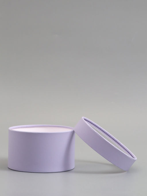 Подарочная коробка круглая, бледно-фиолетовая, завальцованная с окном, 16×11 см