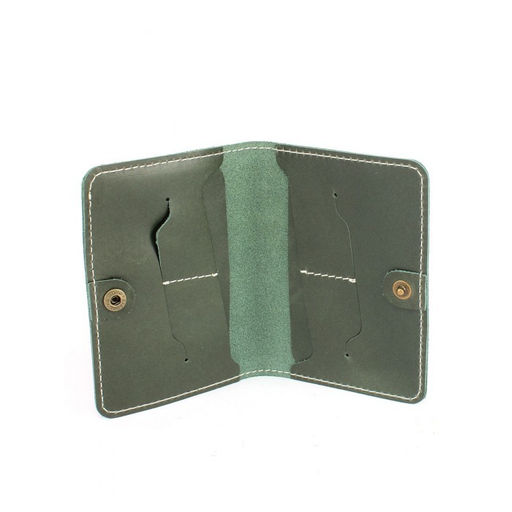 Обложка для паспорта Croco-П-1109 натуральная кожа зеленый тем пулл-ап (205) 265422  фото 3