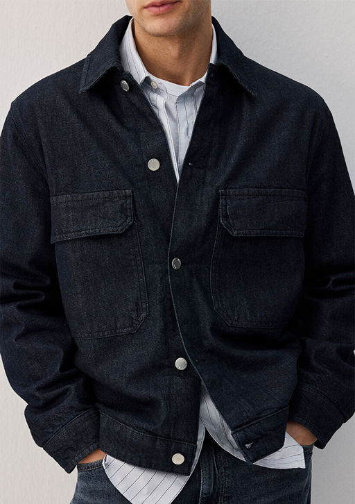 Lacivert Ince Denim Ceket - Mavi фото 7