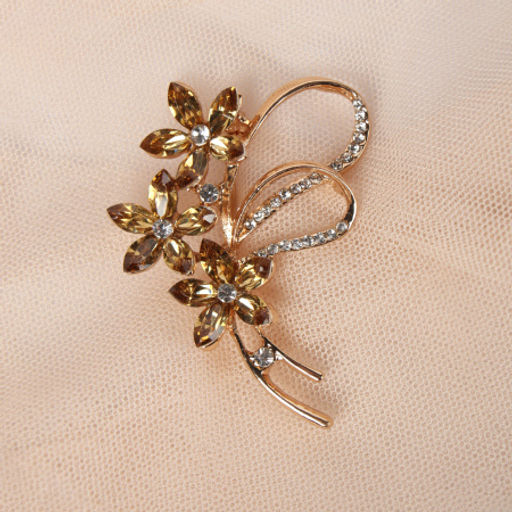 Брошь Букет 9 см / 38B-10-7 /уп 420/ (Бело-розовый ) - Галеонтрейд фото 3