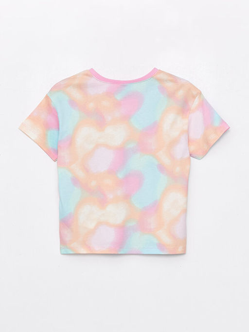 Bisiklet Yaka Bask?l? K?sa Kollu K?z ?ocuk Ti??rt