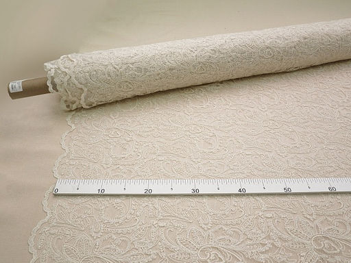 Кружевное полотно Мелодия узоров (фестон с 2х ст.) цв.кремовый, ш.1.3м, хл-80%, нейлон-20% - Купава фото 7
