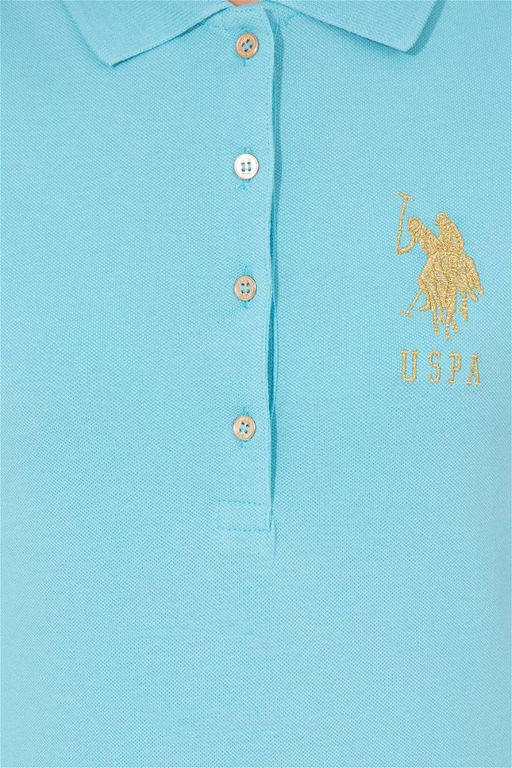 Женская бирюзовая базовая футболка с воротником-поло Неожиданная скидка в корзине - U.s. polo assn фото 6