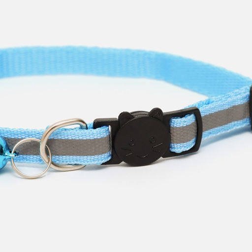 Ошейник кошачий светоотражающий, 19-32 х 1 см, голубой - Пижон фото 2