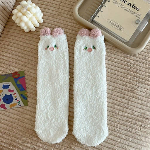 Носки iLikeGift Fluffy ears, white, мужские/женские евро размер 37-41