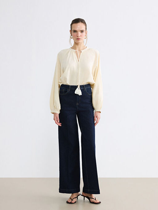 Wideleg Kad?n Jean Pantolon