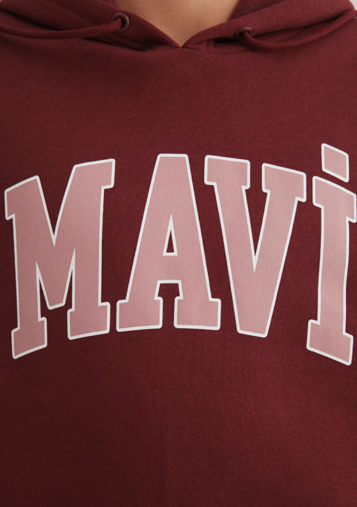 Mavi Logo Bask?l? Kapusonlu Bordo Sweatshirt  фото 8