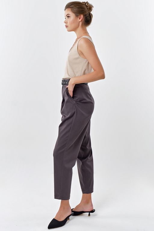Брюки зауженные к низу из хлопка серые