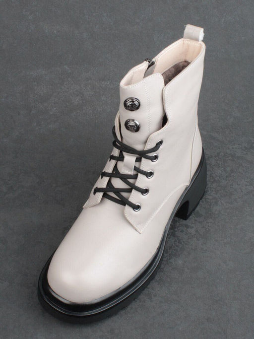 04-M3-H205 BEIGE GRAY Ботинки зимние женские (натуральная кожа, натуральный мех)