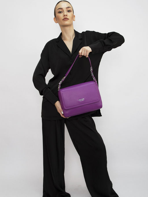 LACCOMA сумка Y1727-лаванда натуральная кожа хлопок