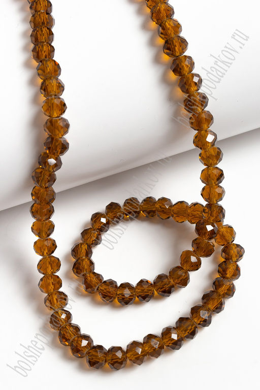 Бусины стеклянные, прозрачные, на леске "Rondelle" 6 мм (SF-659) коричневый №117