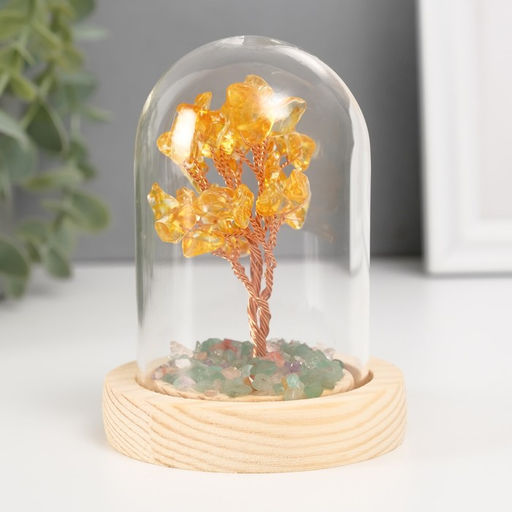 Фигурка «Денежное дерево в колбе», жёлтый, 36 камней, 7.8×7.8×10 см