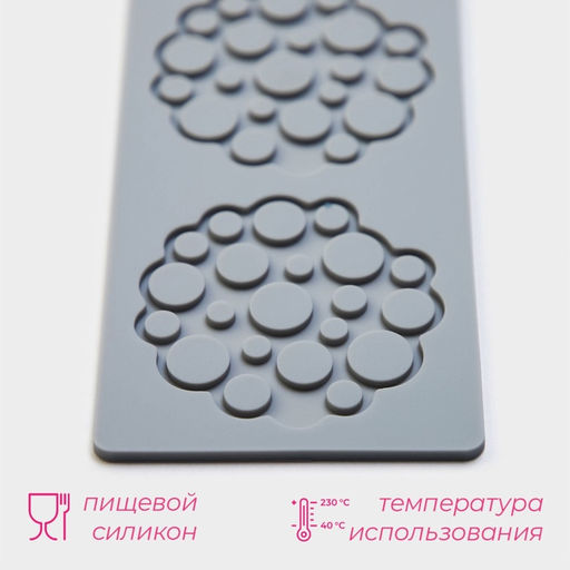 Коврик для айсинга Доляна «Пузыри», силикон, 28×6×0,3 см, цвет серый
