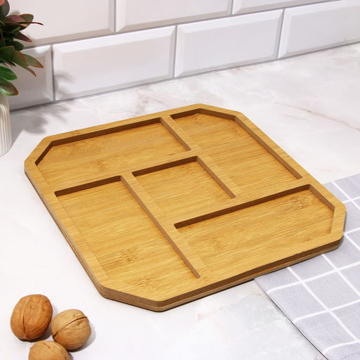 Подарочный набор менажниц деревянных «Посуда Уют »: монстера 30×30 см, менажница 30×30 см