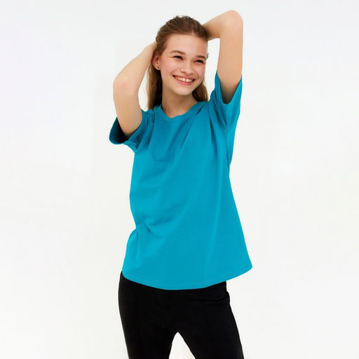 Футболка женская MINAKU: Basic line, аквамарин, размер 44