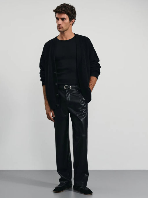 Брюки straight fit из экокожи / Zarina