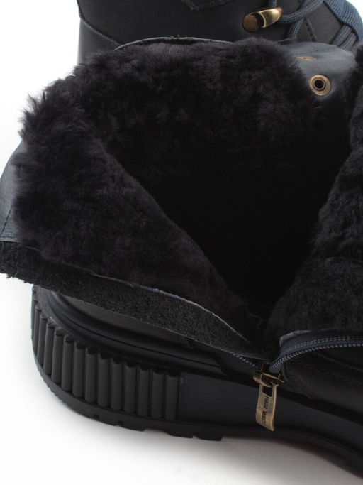 05-AW1008-6M DK. BLUE Ботинки зимние мужские (натуральная кожа, натуральный мех) - Фабричный китай фото 16