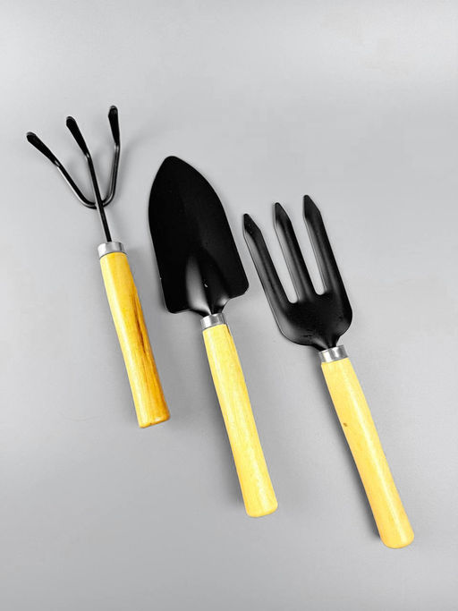 Набор садовых инструментов с деревянной ручкой (лопатка, вилка, рыхлитель) OLS-247-1 - Shanghai CO фото 2