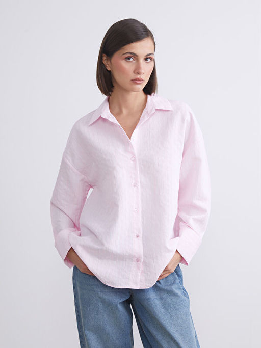 ?izgili Oversize Modal Kar???ml? Kad?n G?mlek