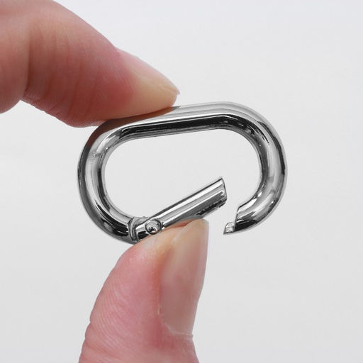 Овал-карабин, 31×20 мм / 22×12 мм, толщина - 4 мм, 5 шт., цвет серебряный