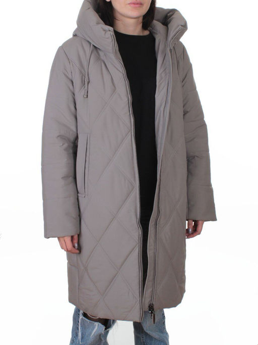 A612 GRAY/BEIGE Куртка зимняя женская (верблюжья шерсть, 120 гр. холлофайбер)