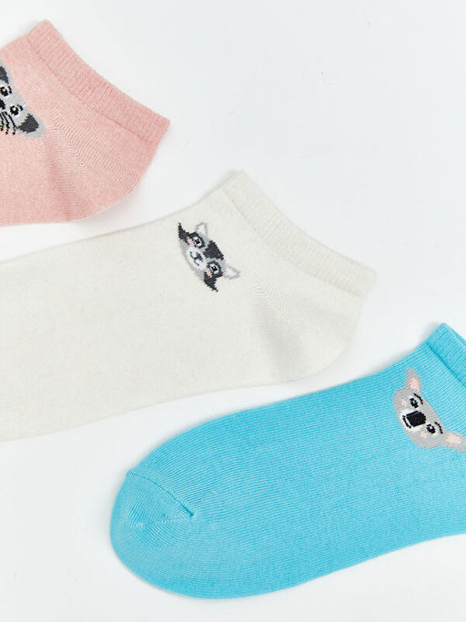 Bask?l? Kad?n Patik ?orap 3l?