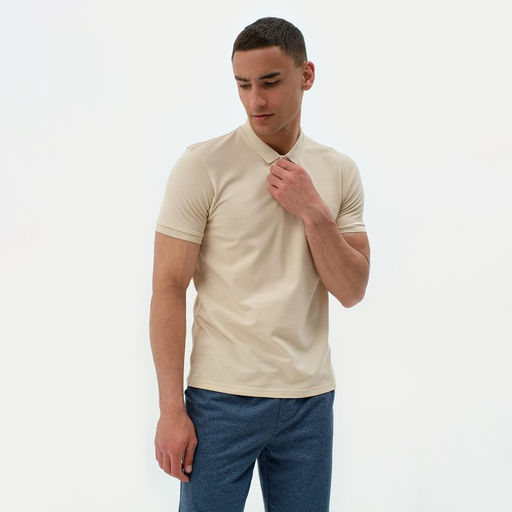 Футболка поло мужская MINAKU REGULAR FIT: бежевая, р-р 46