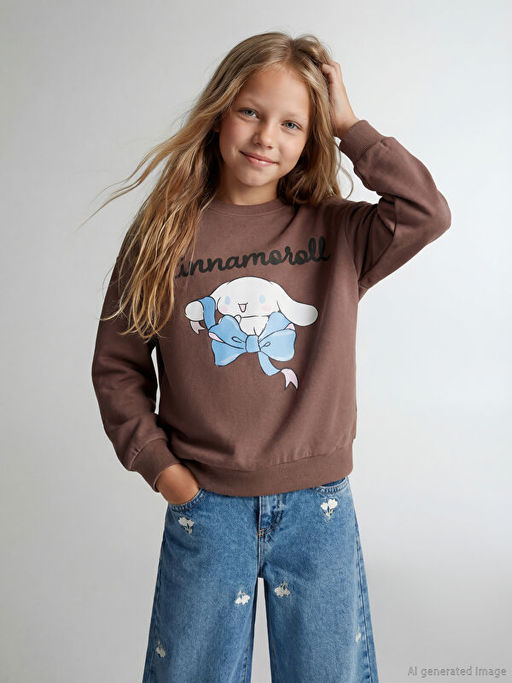 Cinnamoroll Bask?l? K?z ?ocuk Sweatshirt