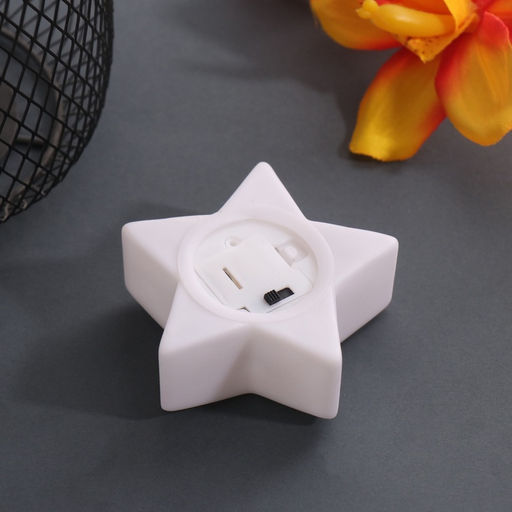 Фигурка светящаяся RISALUX «Звезда. Смайл», LED-ночник, 3xLR1130, 7×7×2.5 см