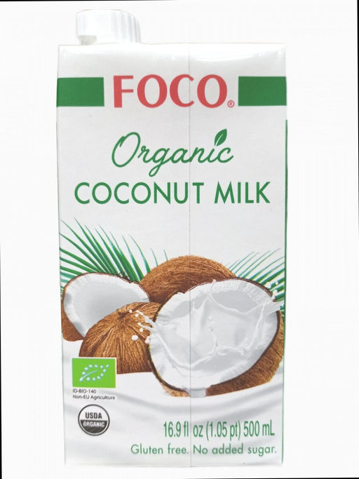 Органическое кокосовое молоко "FOCO" , 500 МЛ Tetra Pak с крышкой