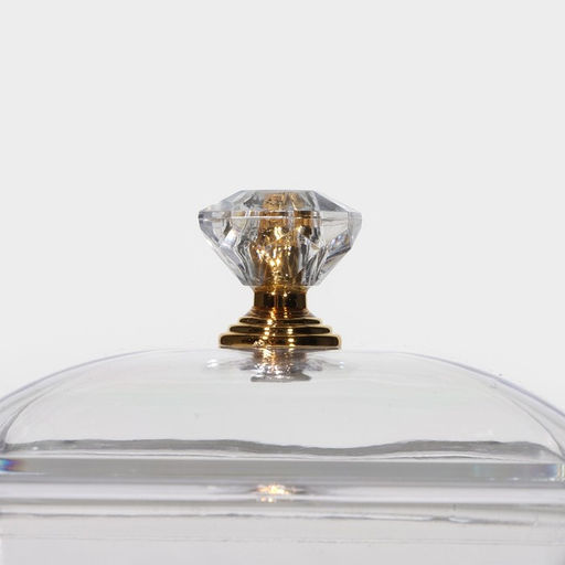 Менажница «Голд», 19.5×19.5 см, на бамбуковой подставке, с крышками, стекло, прозрачная